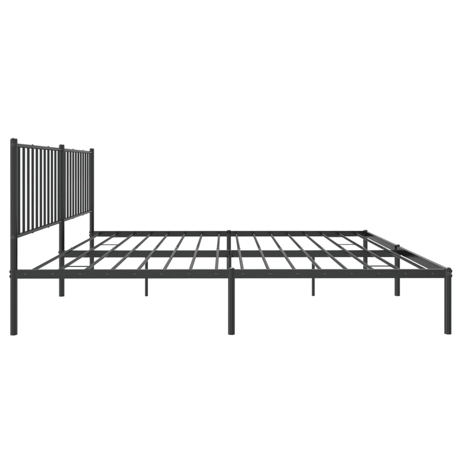 Bedframe met hoofdbord metaal zwart 180x200 cm 180 x 200 cm met hoofdbord