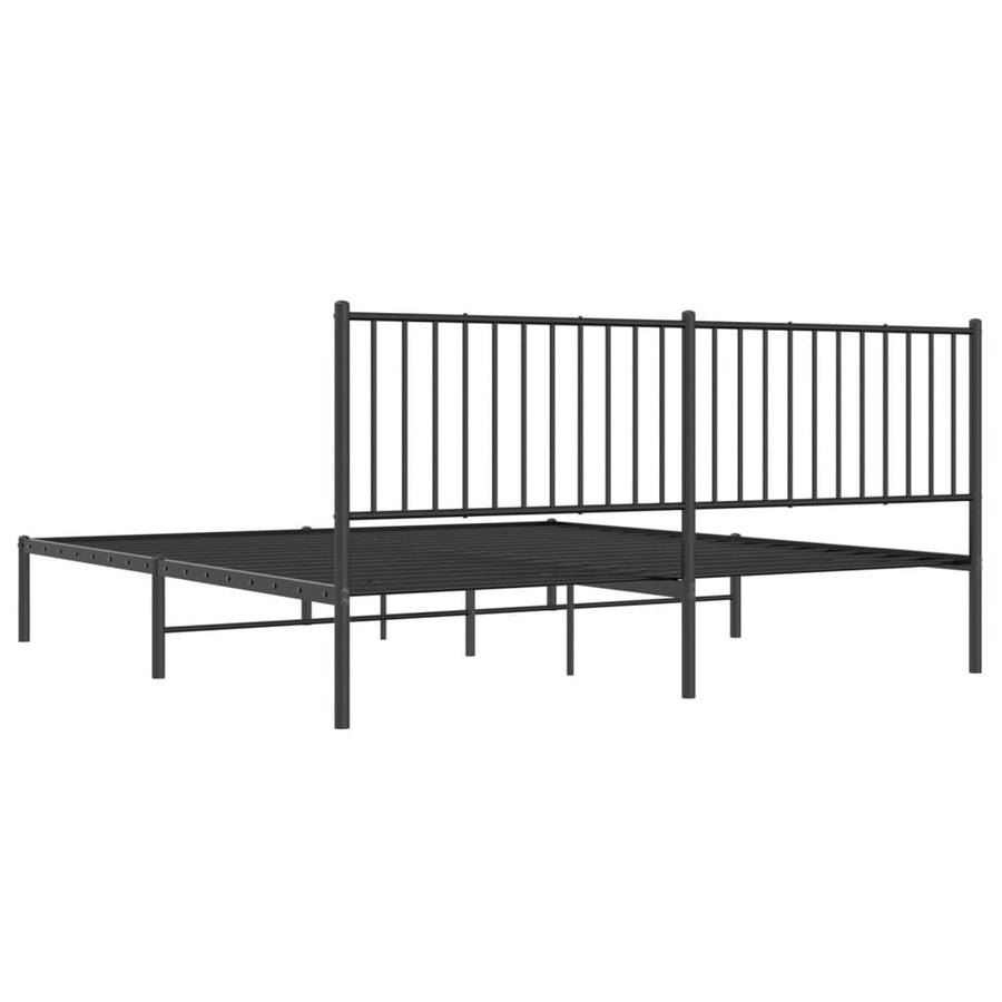 Bedframe met hoofdbord metaal zwart 180x200 cm 180 x 200 cm met hoofdbord