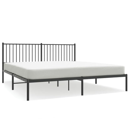Bedframe met hoofdbord metaal zwart 183x213 cm 183 x 213 cm met hoofdbord