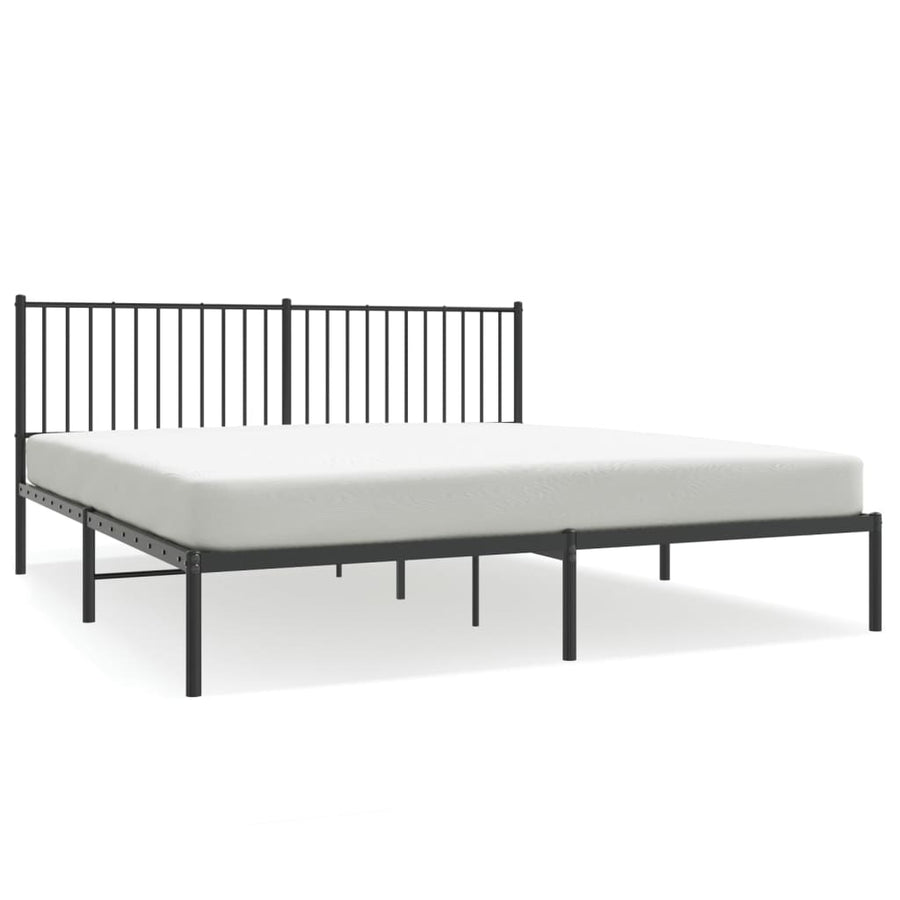 Bedframe met hoofdbord metaal zwart 183x213 cm 183 x 213 cm met hoofdbord
