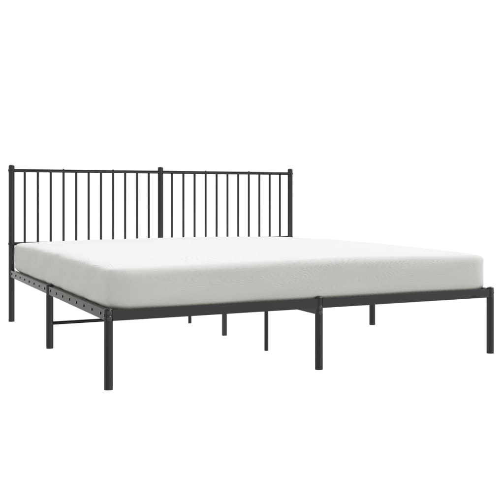 Bedframe met hoofdbord metaal zwart 183x213 cm 183 x 213 cm met hoofdbord