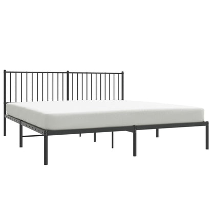 Bedframe met hoofdbord metaal zwart 183x213 cm 183 x 213 cm met hoofdbord