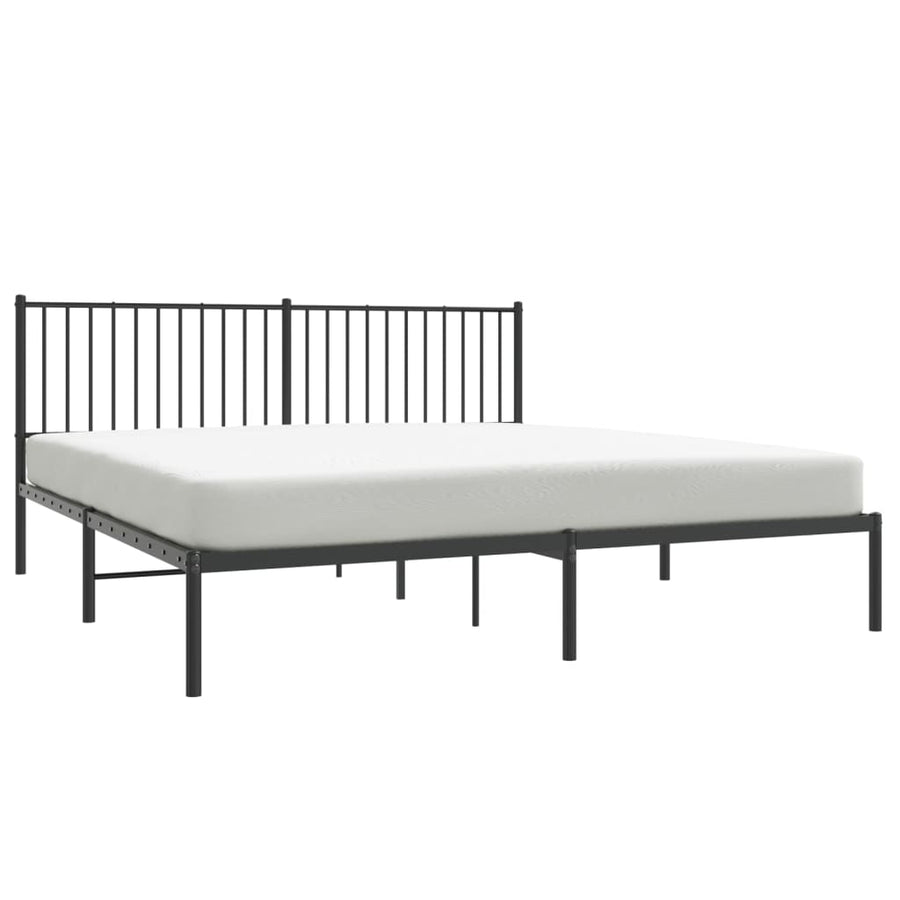 Bedframe met hoofdbord metaal zwart 183x213 cm 183 x 213 cm met hoofdbord