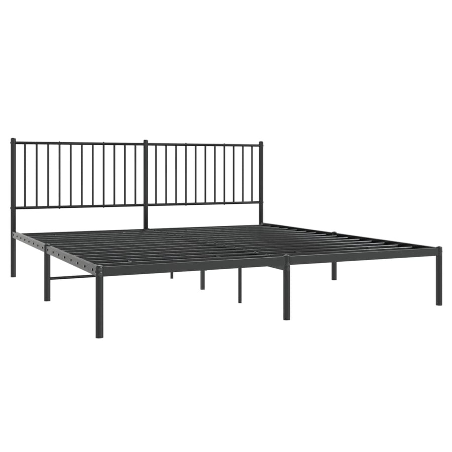 Bedframe met hoofdbord metaal zwart 183x213 cm 183 x 213 cm met hoofdbord