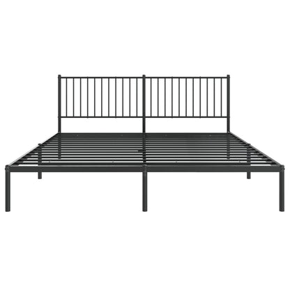 Bedframe met hoofdbord metaal zwart 183x213 cm 183 x 213 cm met hoofdbord