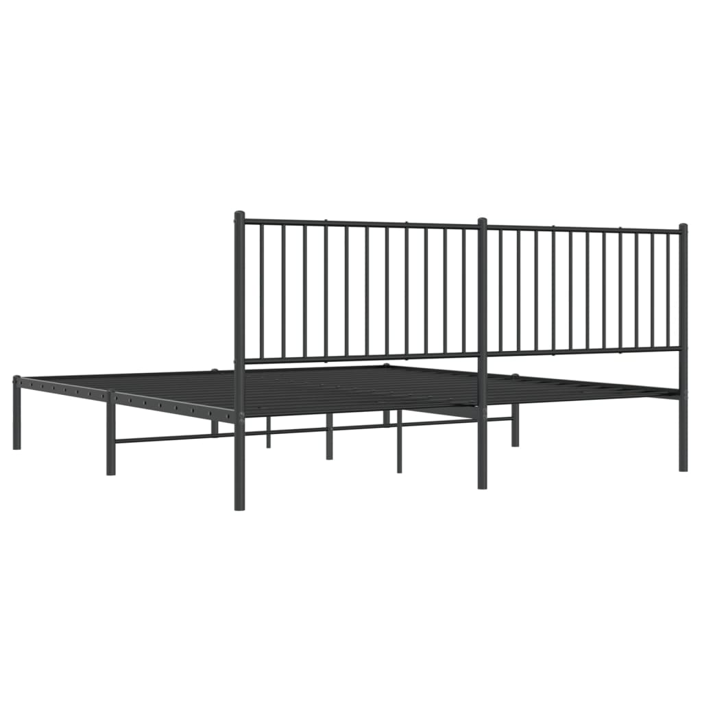 Bedframe met hoofdbord metaal zwart 183x213 cm 183 x 213 cm met hoofdbord