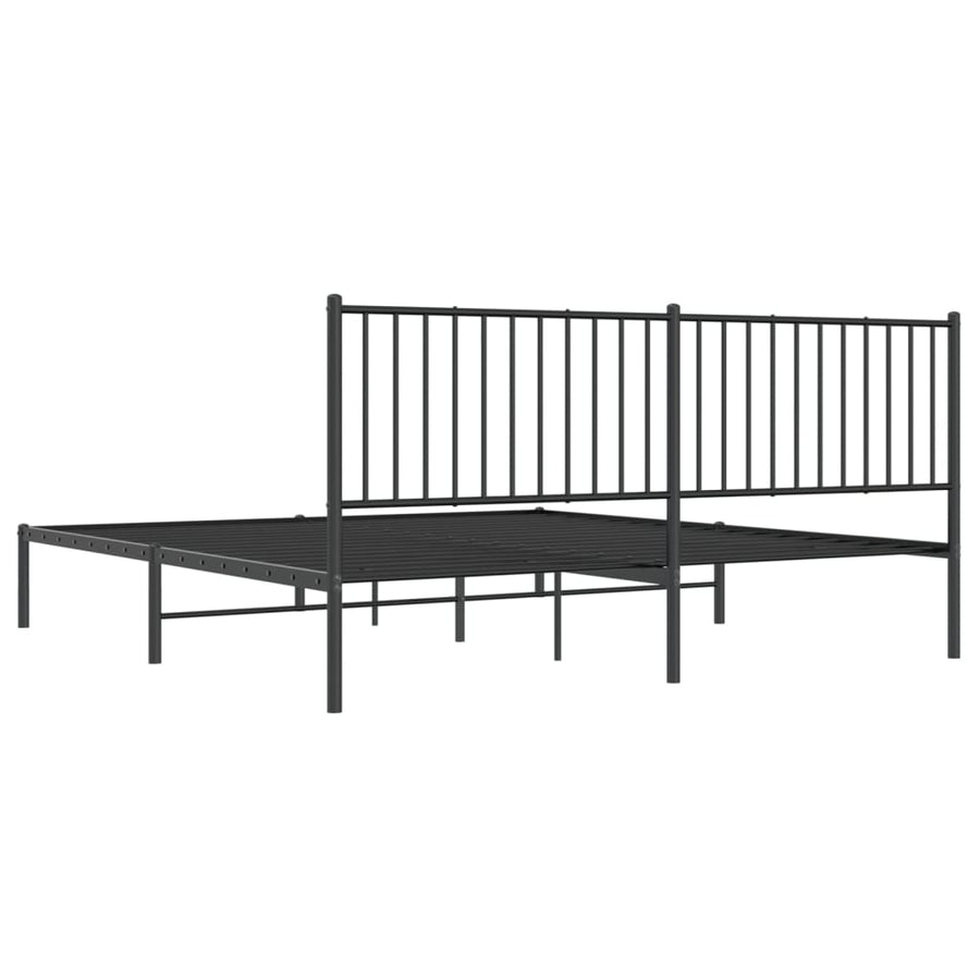 Bedframe met hoofdbord metaal zwart 183x213 cm 183 x 213 cm met hoofdbord