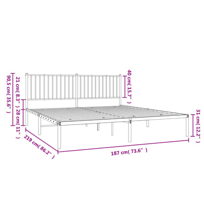 Bedframe met hoofdbord metaal zwart 183x213 cm 183 x 213 cm met hoofdbord