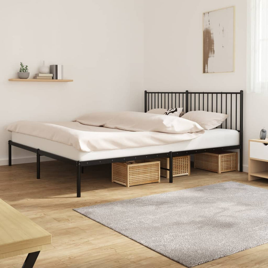 Bedframe met hoofdbord metaal zwart 183x213 cm 183 x 213 cm met hoofdbord