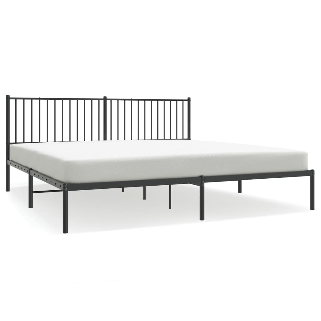 Bedframe met hoofdbord metaal zwart 193x203 cm 193 x 203 cm met hoofdbord