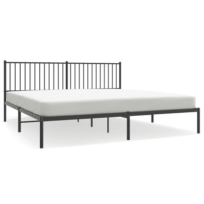 Bedframe met hoofdbord metaal zwart 193x203 cm 193 x 203 cm met hoofdbord