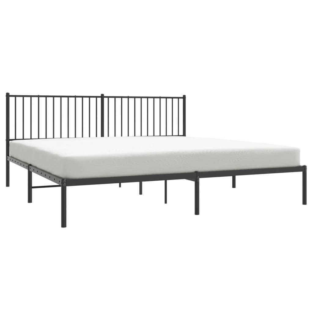 Bedframe met hoofdbord metaal zwart 193x203 cm 193 x 203 cm met hoofdbord