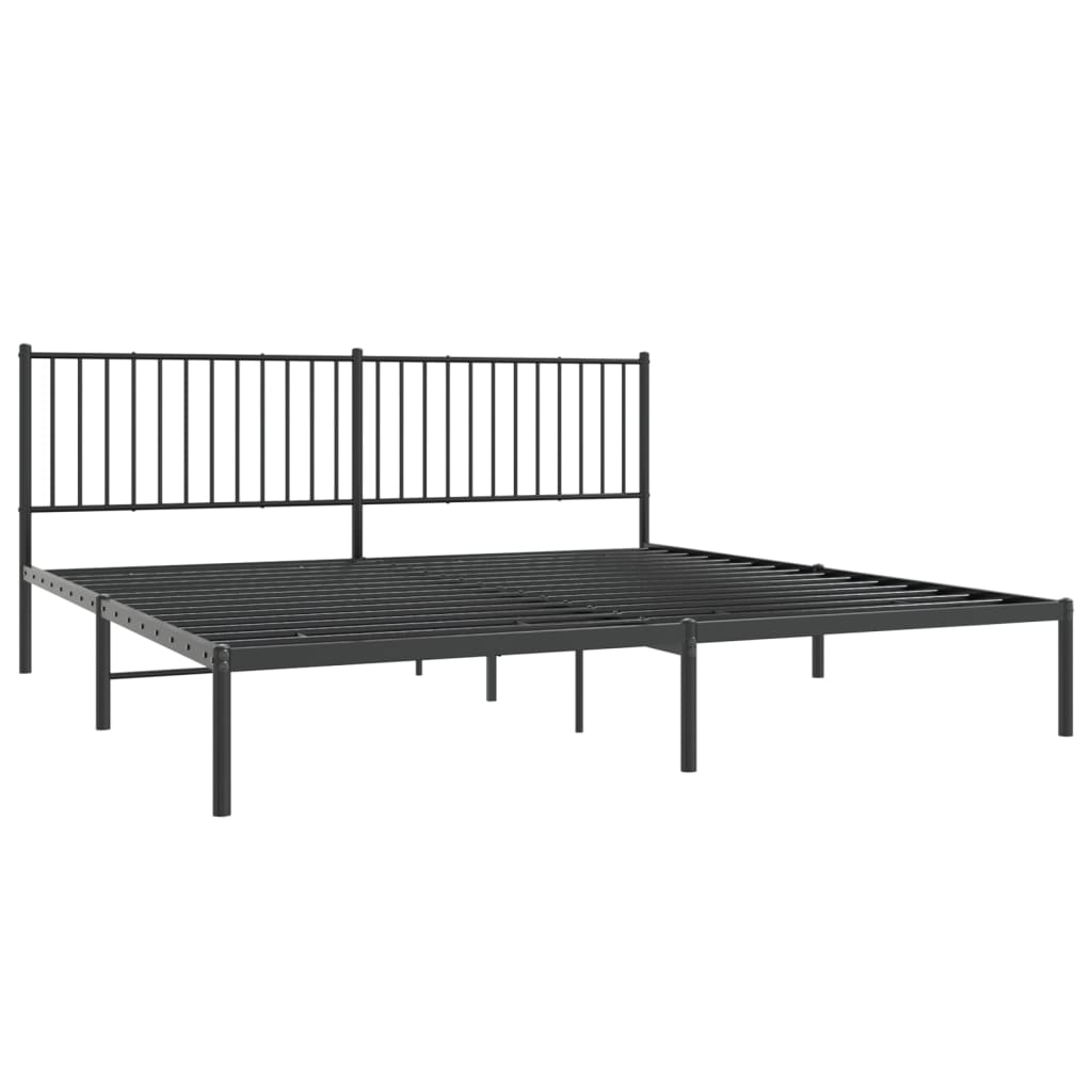 Bedframe met hoofdbord metaal zwart 193x203 cm 193 x 203 cm met hoofdbord