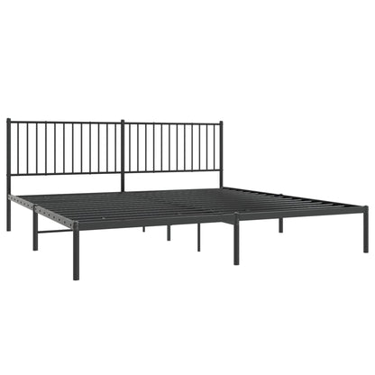 Bedframe met hoofdbord metaal zwart 193x203 cm 193 x 203 cm met hoofdbord