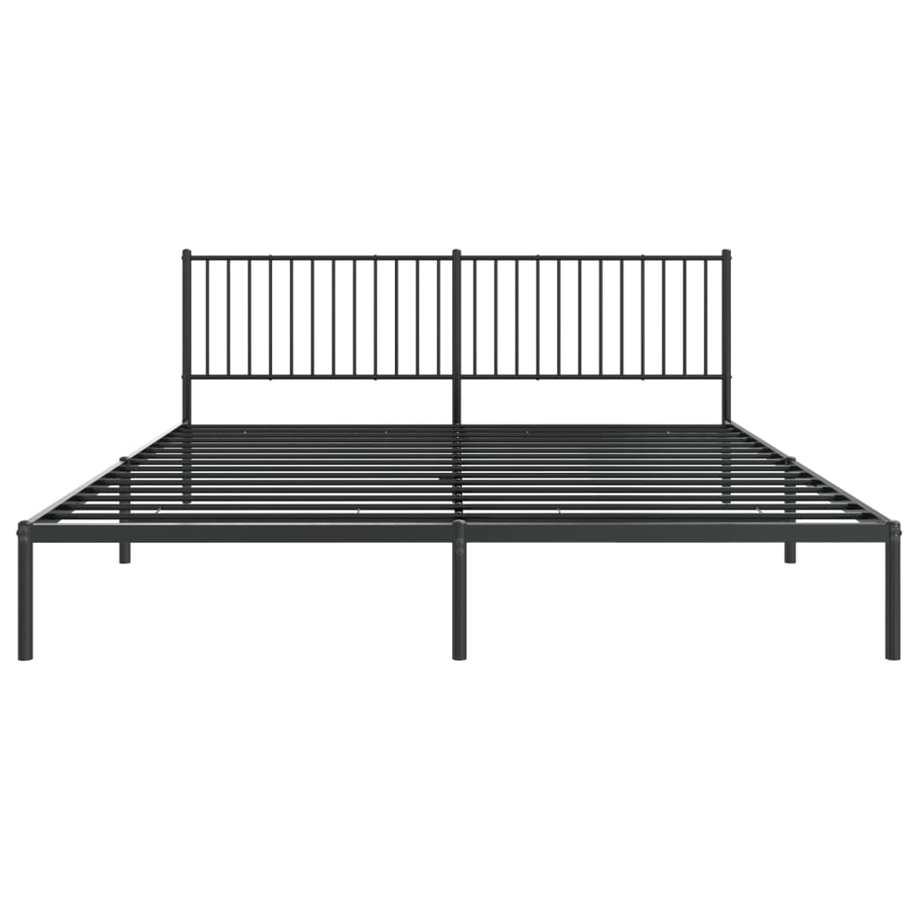 Bedframe met hoofdbord metaal zwart 193x203 cm 193 x 203 cm met hoofdbord