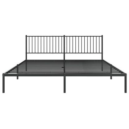 Bedframe met hoofdbord metaal zwart 193x203 cm 193 x 203 cm met hoofdbord