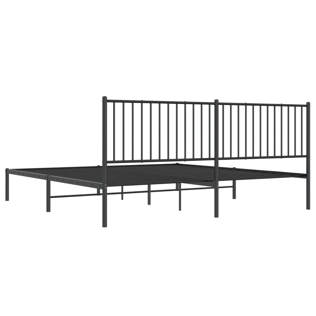 Bedframe met hoofdbord metaal zwart 193x203 cm 193 x 203 cm met hoofdbord