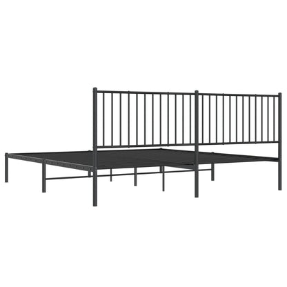 Bedframe met hoofdbord metaal zwart 193x203 cm 193 x 203 cm met hoofdbord