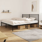 Bedframe metaal zwart 193x203 cm met hoofdbord