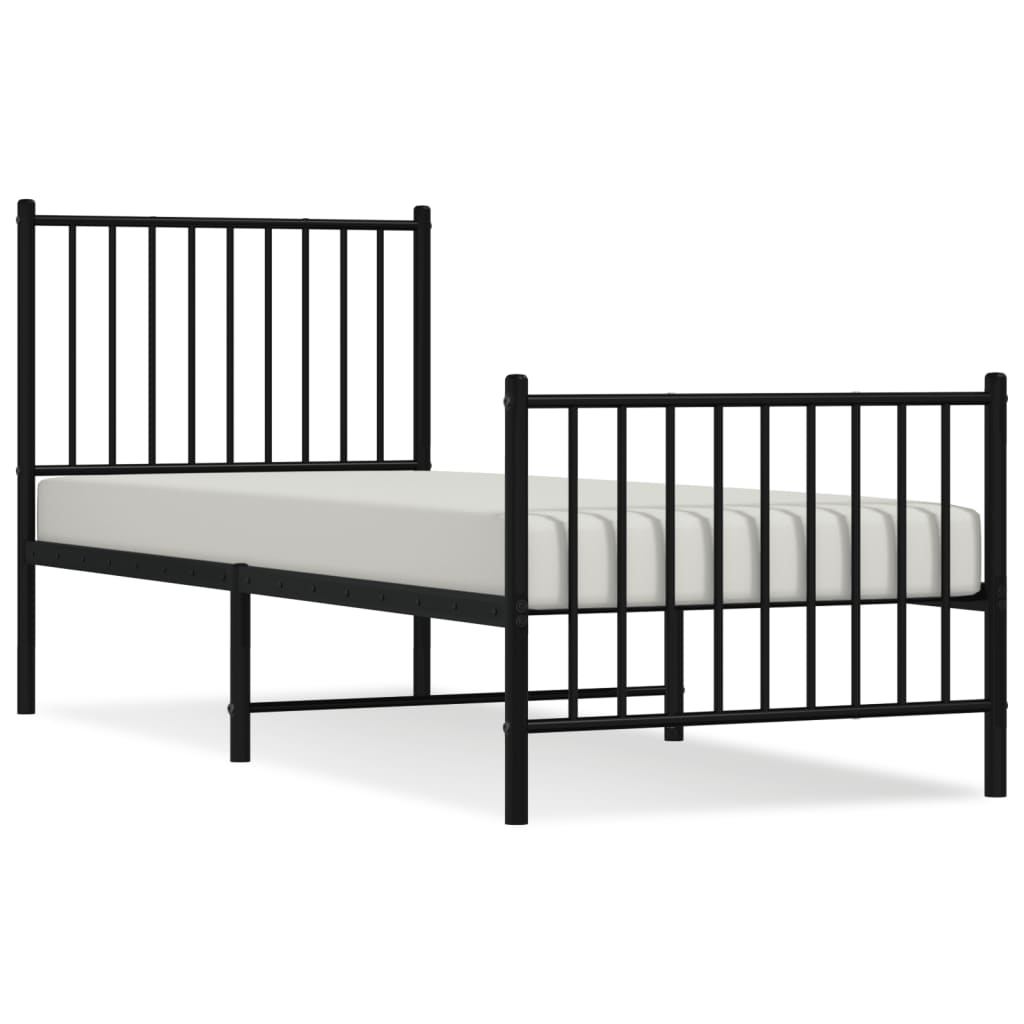 Bedframe met hoofd- en voeteneinde metaal zwart 80x200 cm 80 x 200 cm Zwart