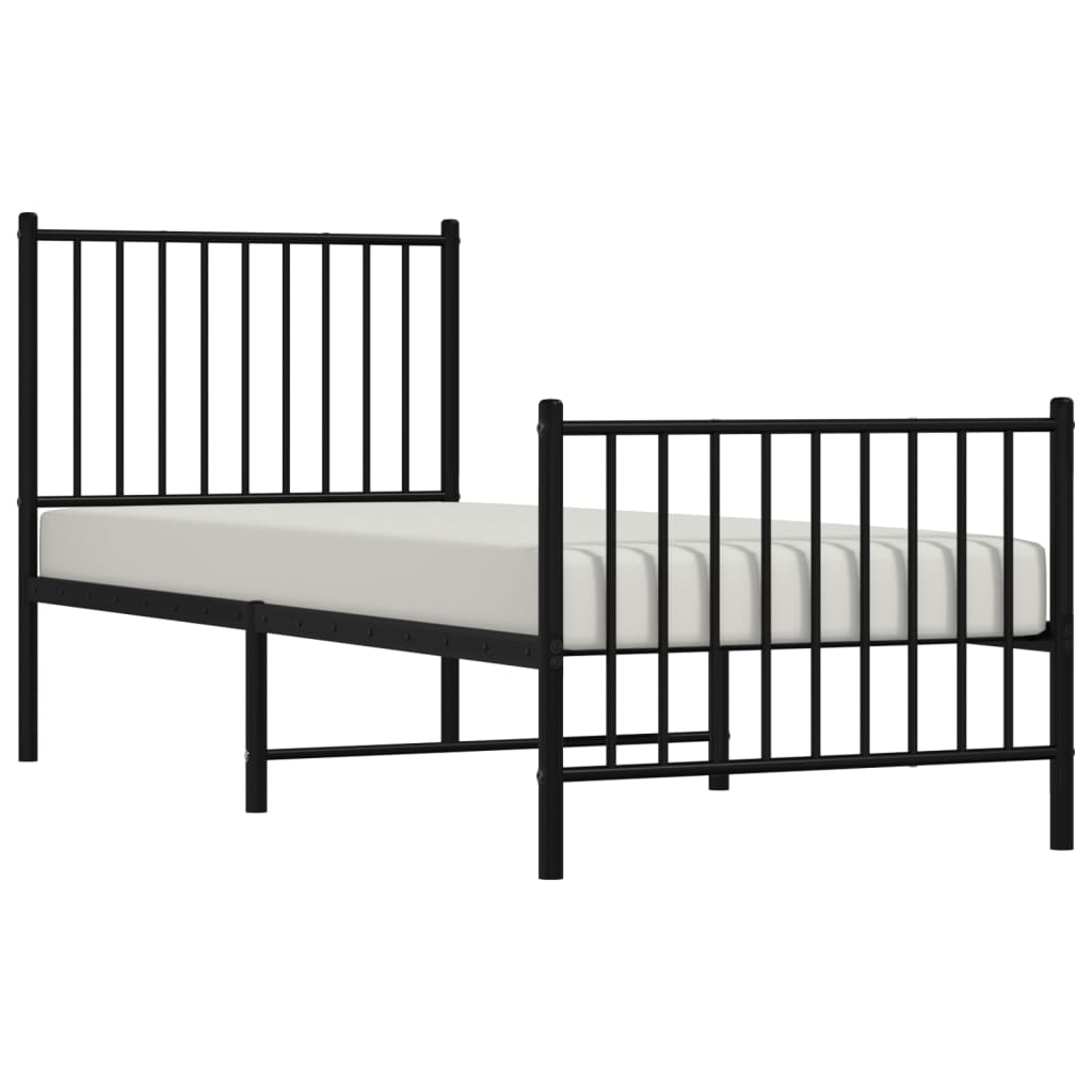 Bedframe met hoofd- en voeteneinde metaal zwart 80x200 cm 80 x 200 cm Zwart