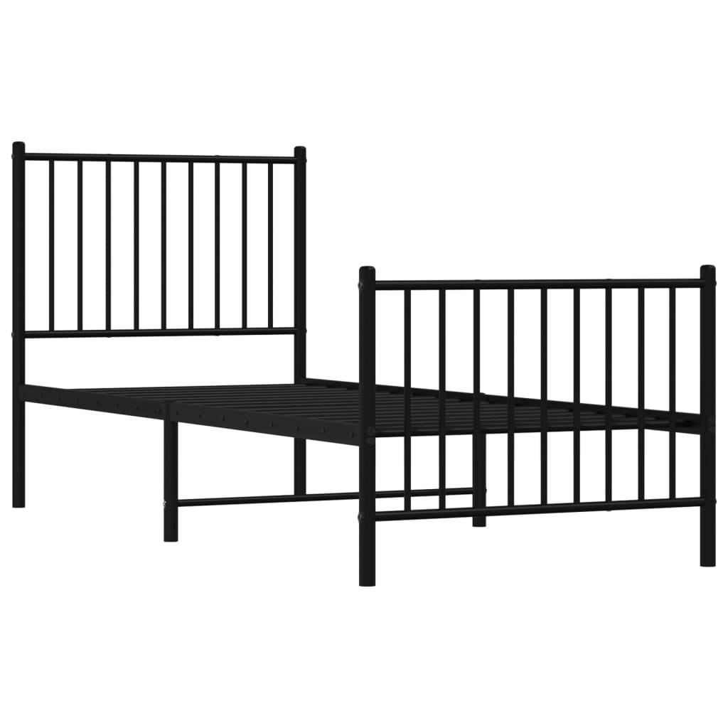 Bedframe met hoofd- en voeteneinde metaal zwart 80x200 cm 80 x 200 cm Zwart