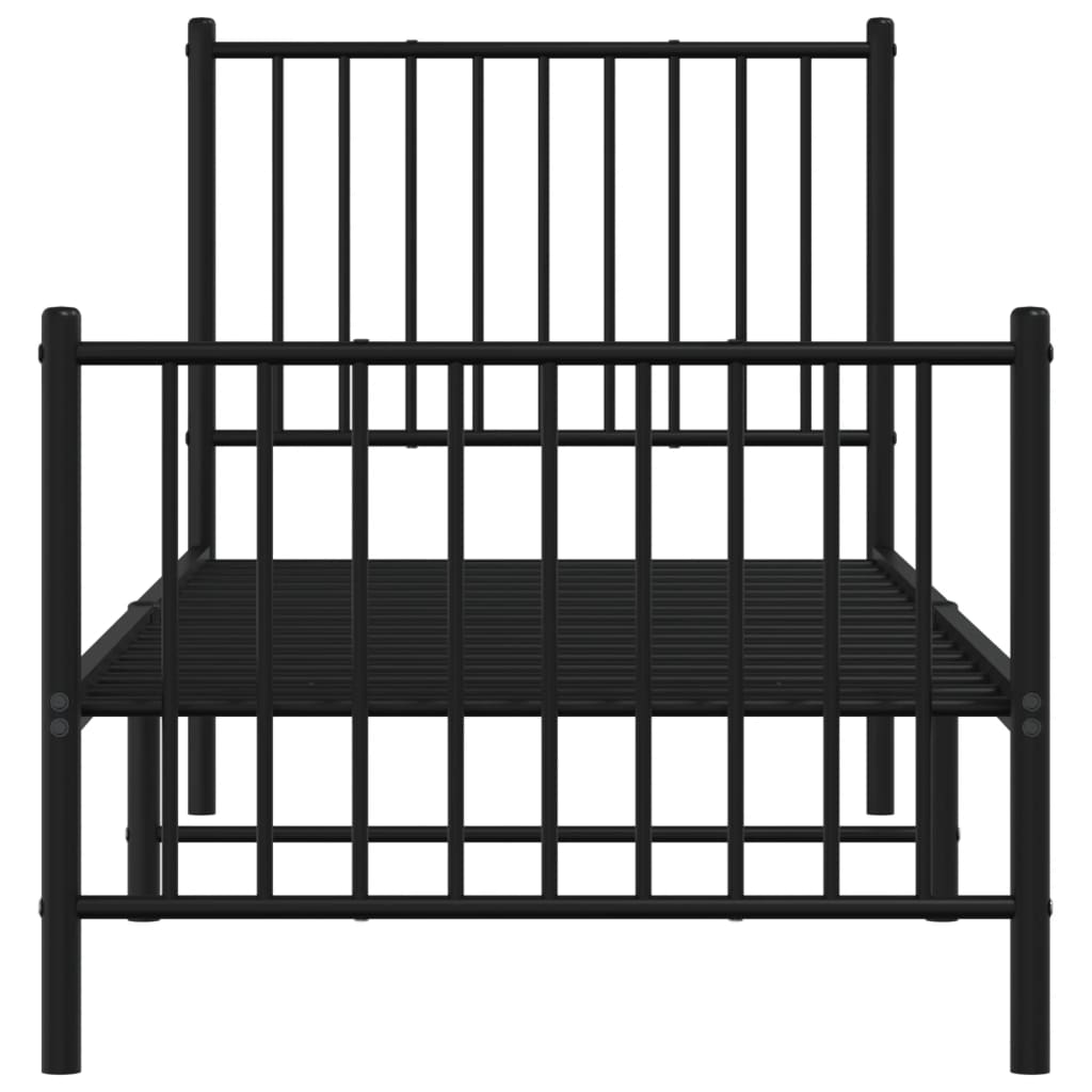 Bedframe met hoofd- en voeteneinde metaal zwart 80x200 cm 80 x 200 cm Zwart