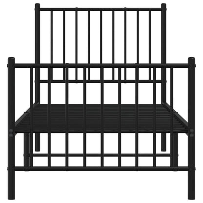 Bedframe met hoofd- en voeteneinde metaal zwart 80x200 cm 80 x 200 cm Zwart