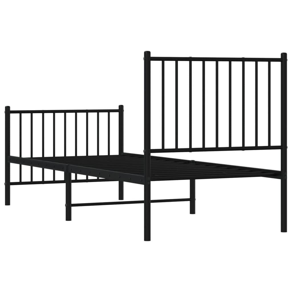 Bedframe met hoofd- en voeteneinde metaal zwart 80x200 cm 80 x 200 cm Zwart