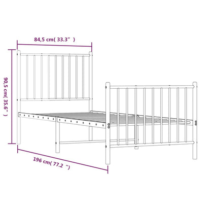 Bedframe met hoofd- en voeteneinde metaal zwart 80x200 cm 80 x 200 cm Zwart