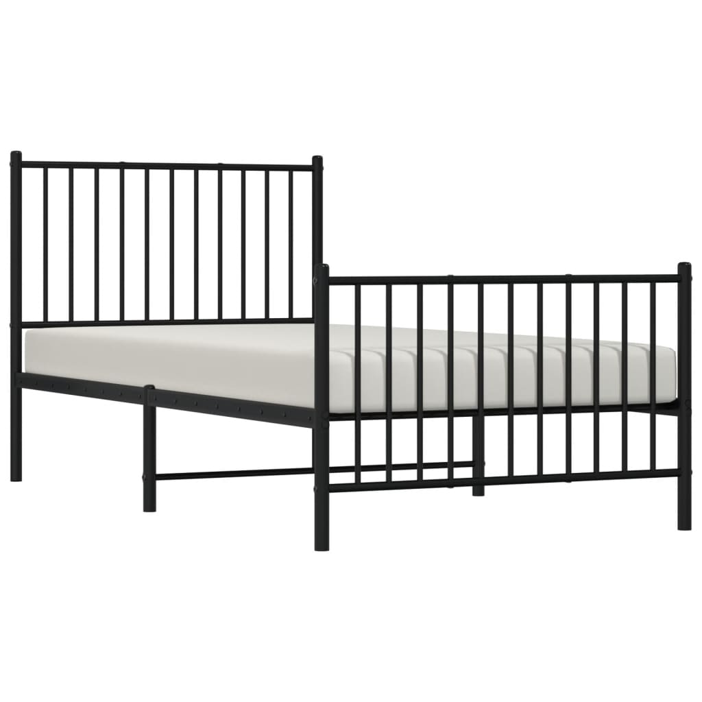 Bedframe met hoofd- en voeteneinde metaal zwart 90x190 cm 90 x 190 cm met hoofdbord & voetbord