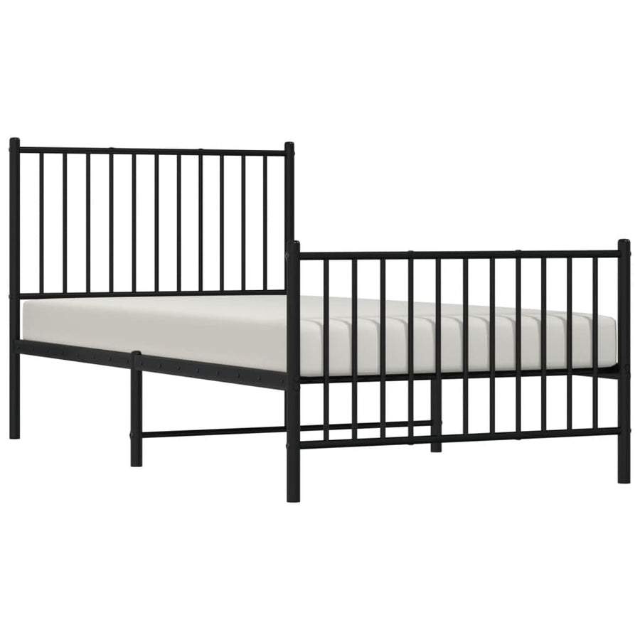 Bedframe met hoofd- en voeteneinde metaal zwart 90x190 cm 90 x 190 cm met hoofdbord & voetbord