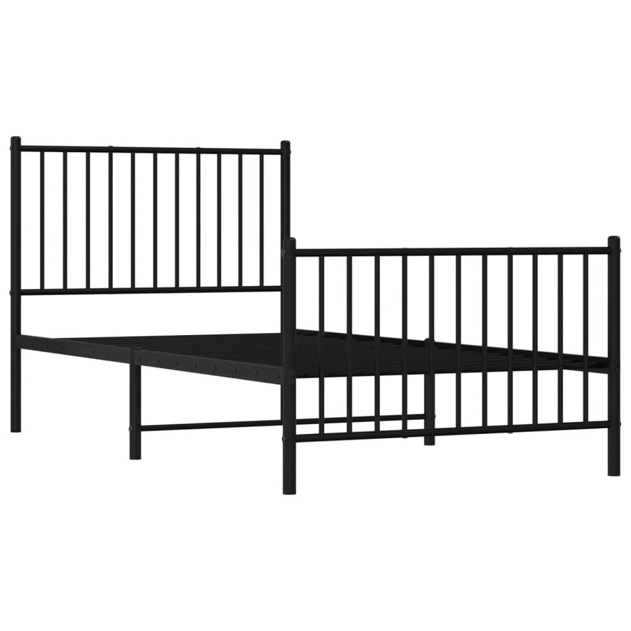 Bedframe met hoofd- en voeteneinde metaal zwart 90x190 cm 90 x 190 cm met hoofdbord & voetbord