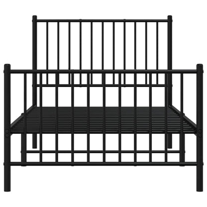 Bedframe met hoofd- en voeteneinde metaal zwart 90x190 cm 90 x 190 cm met hoofdbord & voetbord