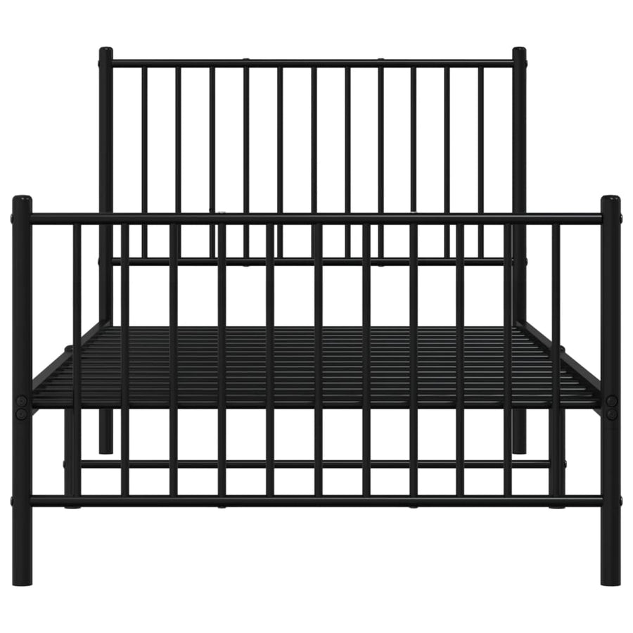 Bedframe met hoofd- en voeteneinde metaal zwart 90x190 cm 90 x 190 cm met hoofdbord & voetbord