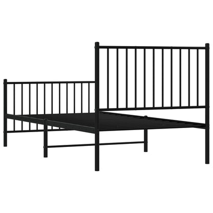 Bedframe met hoofd- en voeteneinde metaal zwart 90x190 cm 90 x 190 cm met hoofdbord & voetbord