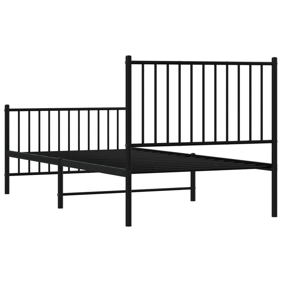 Bedframe met hoofd- en voeteneinde metaal zwart 90x190 cm 90 x 190 cm met hoofdbord & voetbord