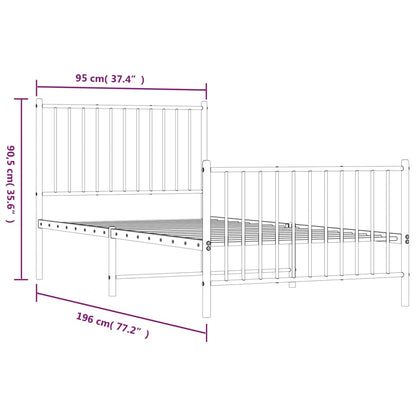Bedframe met hoofd- en voeteneinde metaal zwart 90x190 cm 90 x 190 cm met hoofdbord & voetbord