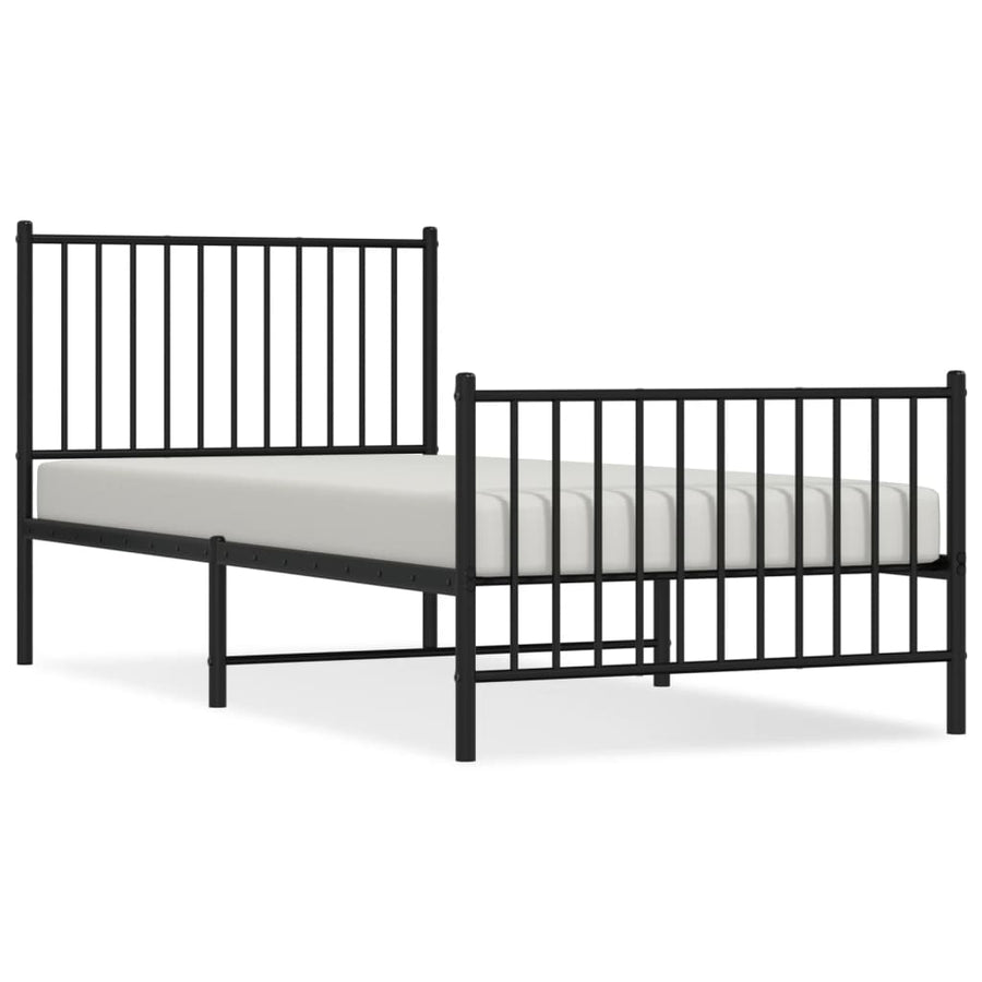 Bedframe met hoofd- en voeteneinde metaal zwart 90x200 cm 90 x 200 cm Zwart