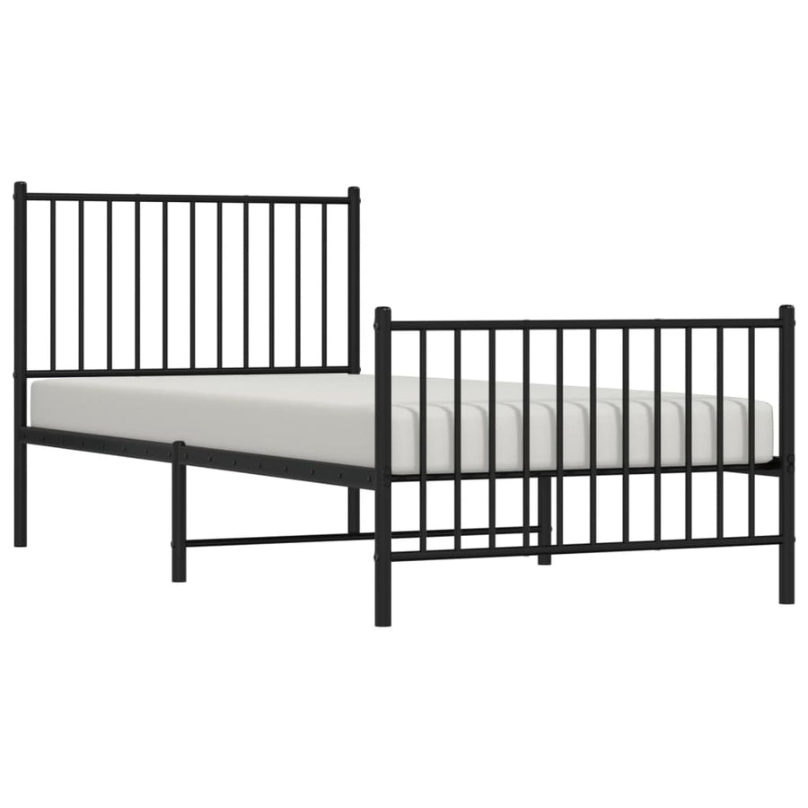 Bedframe met hoofd- en voeteneinde metaal zwart 90x200 cm 90 x 200 cm Zwart