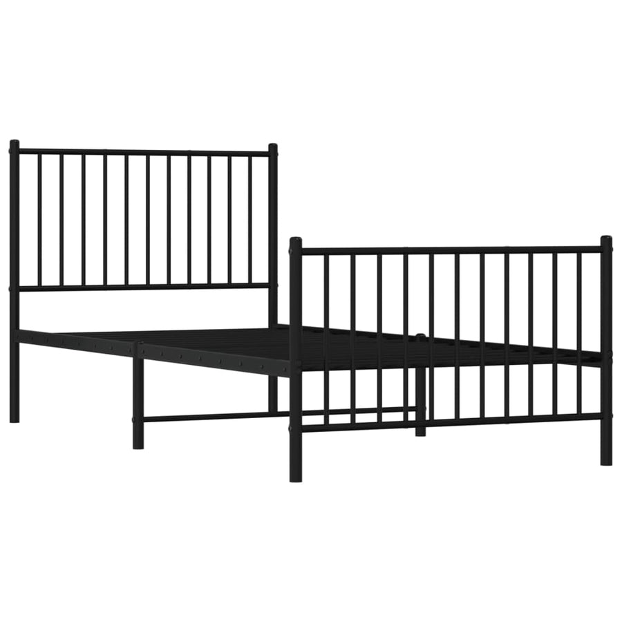 Bedframe met hoofd- en voeteneinde metaal zwart 90x200 cm 90 x 200 cm Zwart