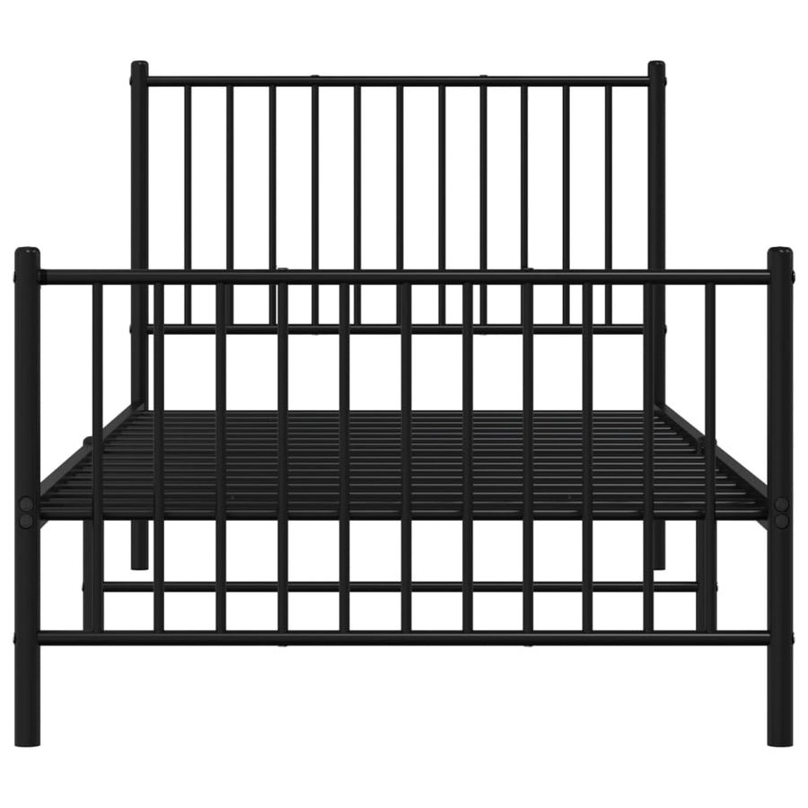 Bedframe met hoofd- en voeteneinde metaal zwart 90x200 cm 90 x 200 cm Zwart