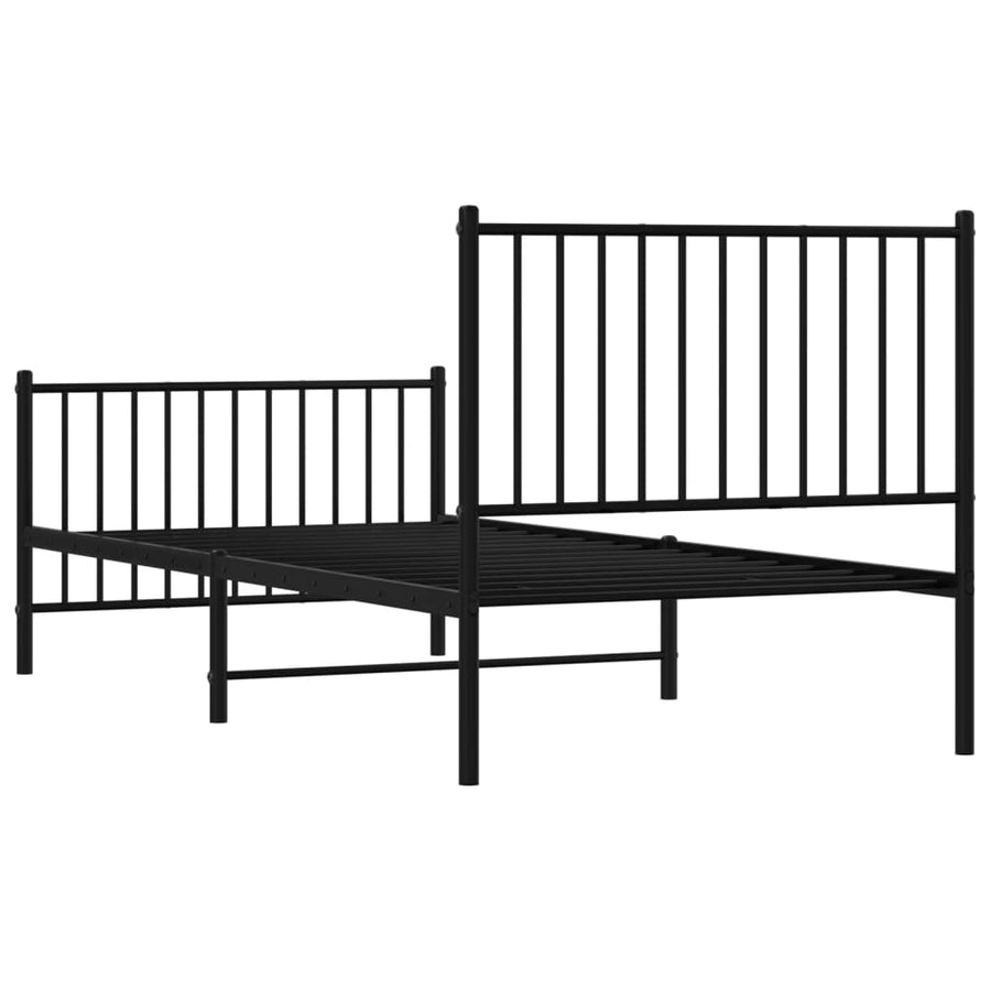 Bedframe met hoofd- en voeteneinde metaal zwart 90x200 cm 90 x 200 cm Zwart