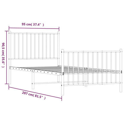Bedframe met hoofd- en voeteneinde metaal zwart 90x200 cm 90 x 200 cm Zwart