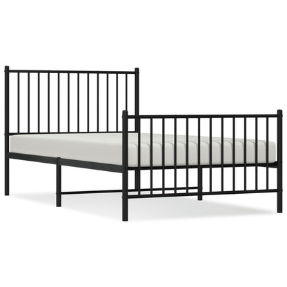 Bedframe met hoofd- en voeteneinde metaal zwart 100x190 cm 100 x 190 cm met hoofdbord & voetbord