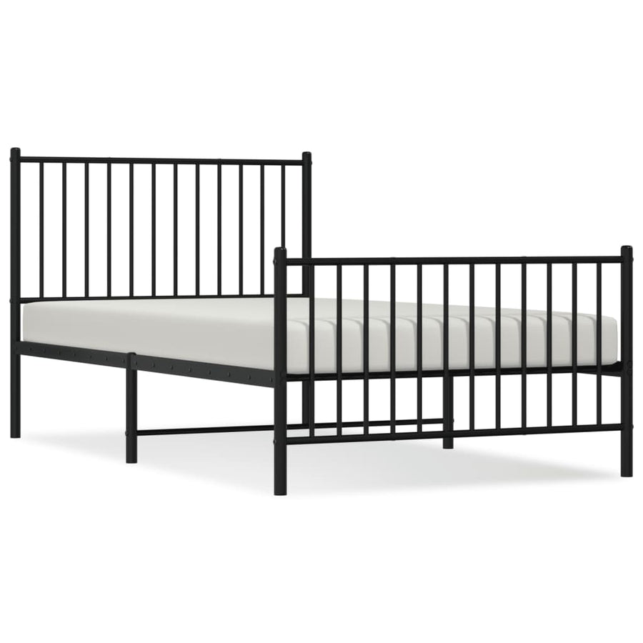 Bedframe met hoofd- en voeteneinde metaal zwart 100x190 cm 100 x 190 cm met hoofdbord & voetbord