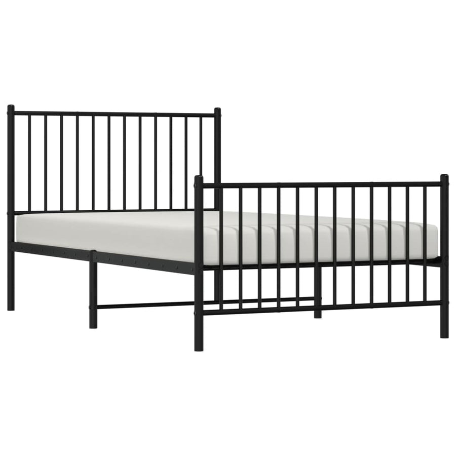 Bedframe met hoofd- en voeteneinde metaal zwart 100x190 cm 100 x 190 cm met hoofdbord & voetbord