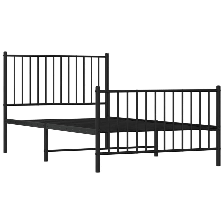 Bedframe met hoofd- en voeteneinde metaal zwart 100x190 cm 100 x 190 cm met hoofdbord & voetbord