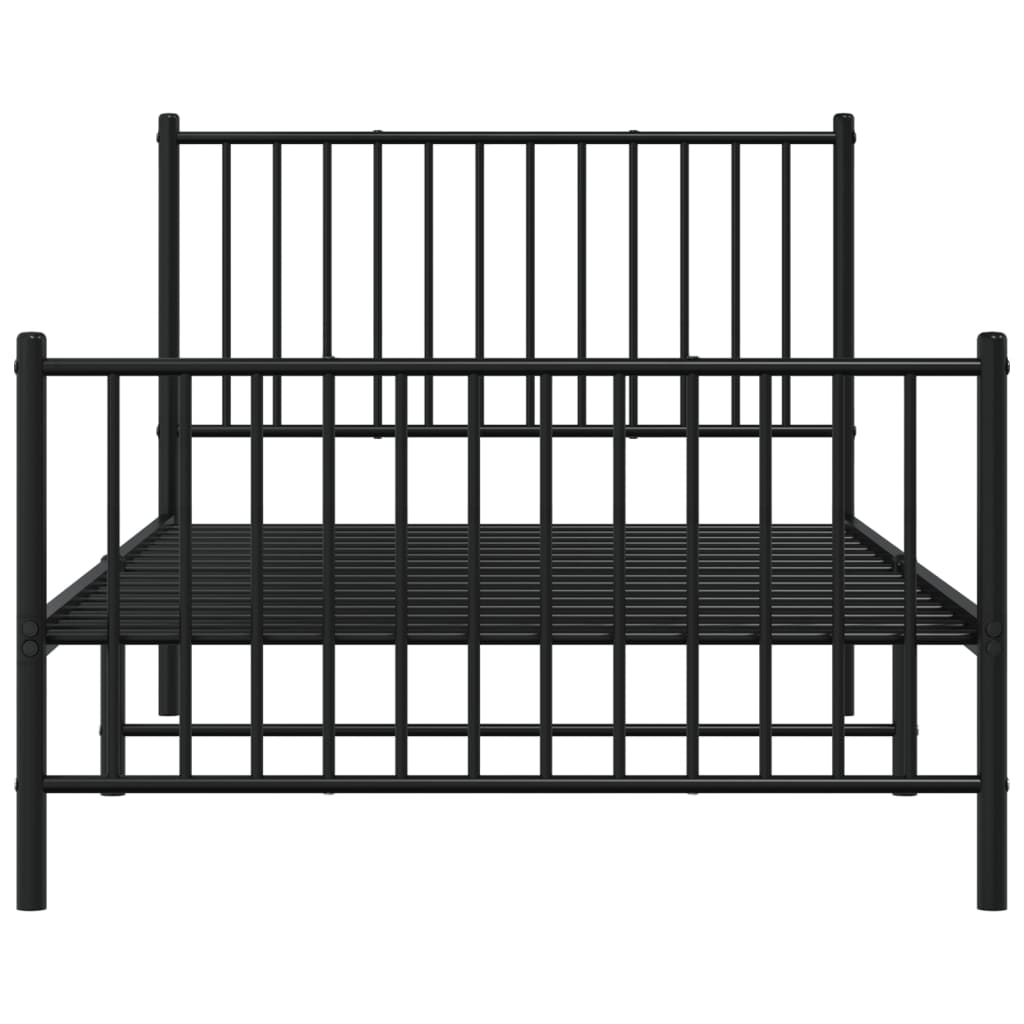 Bedframe met hoofd- en voeteneinde metaal zwart 100x190 cm 100 x 190 cm met hoofdbord & voetbord