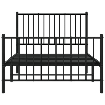 Bedframe met hoofd- en voeteneinde metaal zwart 100x190 cm 100 x 190 cm met hoofdbord & voetbord